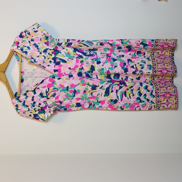 Lilly Pulitzer Size S Sophiletta Dress Pina Colada Club V Neck Dress Style 27686 - Picture 11 of 12